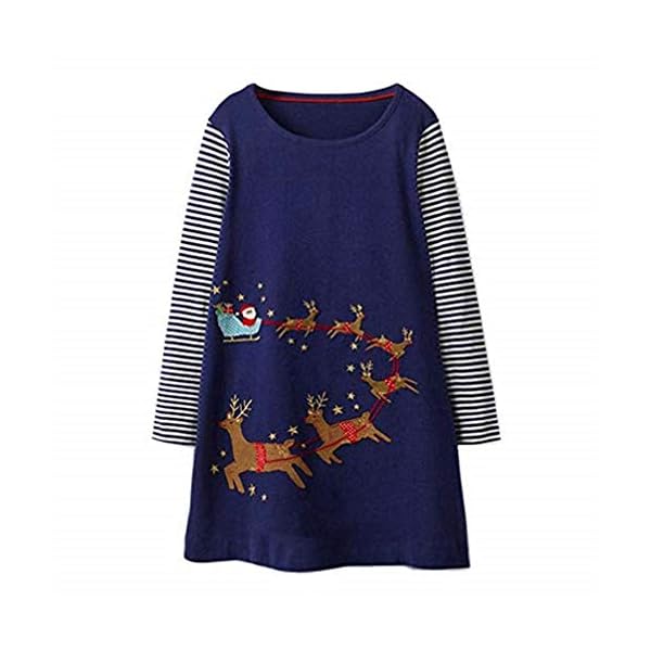 Toddler Girl Long Sleeve Dress Stripe Rainbow Christmas Cotton Casual Tunic Playwear Basic Shirt Party Dresses