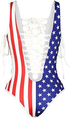 Favor_stylish Womens Sexy Bodysuit One Piece Swimsuit American Flag Bikini (X-Large)