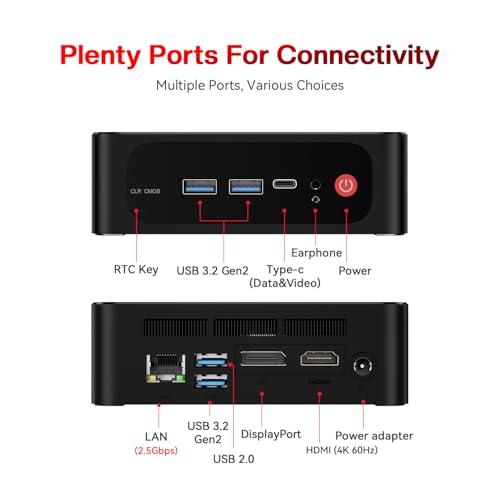 Beelink Mini PC Multifunctional SER5 Pro, Ryzen 5 5625U (up to 4.3GHz), 16GB RAM DDR4 SSD 500GB, Mini Computer for Light Gaming, Support Three Displays 4K (HDMI+DP+Type-C), 2.5G LAN