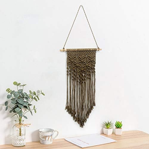 JYEMDV Fashion Tassel Tapestry Hand-Woven Butterfly Pattern Boho Wall-Mounted Cotton Rope Wooden Stick Wall Decoration (Color : Brown)