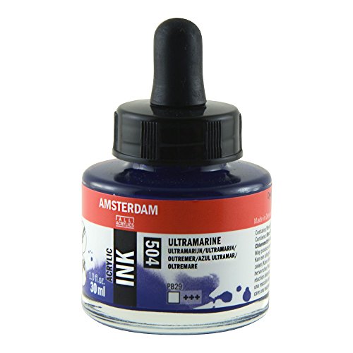 Royal Talens Amsterdam Acrylic Ink, 30ml Bottle with Dropper, Ultramarine (17205040)