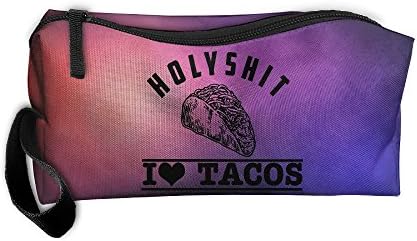 Holy Shit I Love Tacos Portable Zipper Storage Bag Portable Storage Pouch Travel Makeup Bag