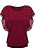 OURS Women's Summer Loose Casual Batwing Short Sleeve Chiffon Top T-shirt Blouse