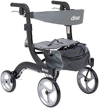 Nitro Aluminum Rollator, Hemi Height, 10" Casters RTL10266BK-H