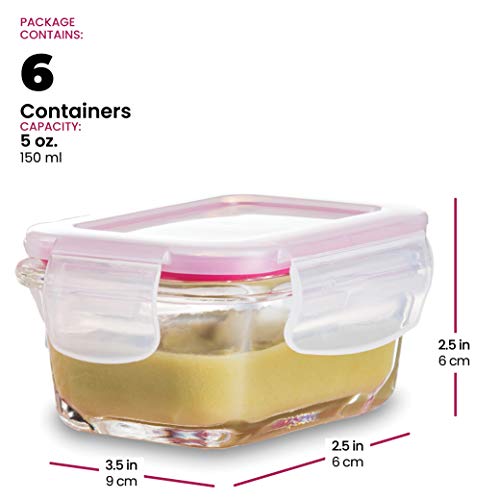 Superior-Glass-Baby-Food-Storage-Containers-Set-of-6-4-Oz-Containers-with-Airtight-BPA-Free-Locking-Lids-Baby-Food-containers-Microwave-Dishwasher-Safe-Small-Containers-for-Snacks-Dips-etc