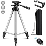 Eocean 50-Inch iPhone Tripod, Video Tripod for Cellphone and Camera, Universal Tripod, with Wireless Remote &amp; Cellphone Holder Mount for iPhone 8/8 Plus/X/7/7 Plus/Galaxy