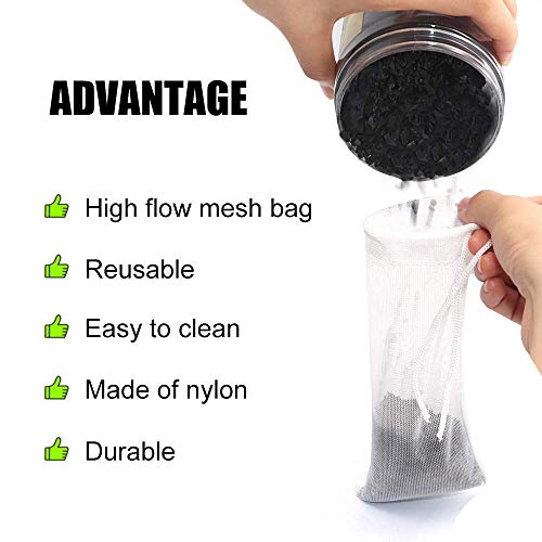 5 Pack Small Aquarium Mesh Media Filter Bags, 3 by 8 inches High Flow