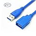 Bluwee USB 3.0 Extension Cable -2 Feet (0.6 Meters) - A-Male to A-Female [Full-Covered Female Blue]