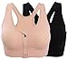 HENNY RUE Women's Front Zipper Closure Sports Bra Padded Workout Yoga Bras Pack of 2 Black/Nude XL