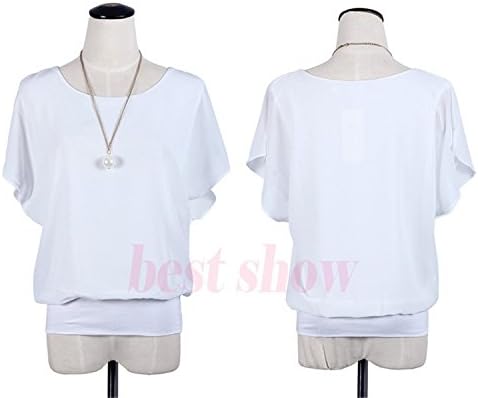 David Nadeau New Womens Tops Fashion NEW Women Summer Chiffon Blouse Short Sleeve Casual Shirt white M
