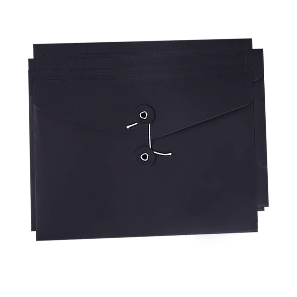 10pcs A5 Kraft Paper Envelopes Portfolio Foolscap File Folders Document Folder with String Fastener Closure Wallet Pockets File Bags Storage Pouch Paperwork Organizer Bag for Office School Home