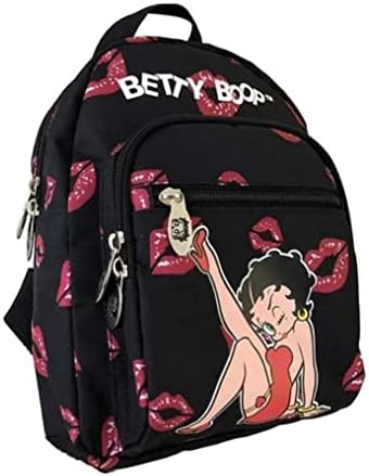 betty boop leather backpack LuxeBag Canvas Cute Mini (Black: Kick) adapting a fish seat This cute Mini Backpack Vintage Leather Rucksack Hipbelt Size:Large