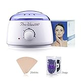 Hair Removal Wax Warmer, Electric Heater Wax Warmer with 2 Flavors Hard Wax Beans and 20 Pack Wax Applicator Sticks For Women and Man