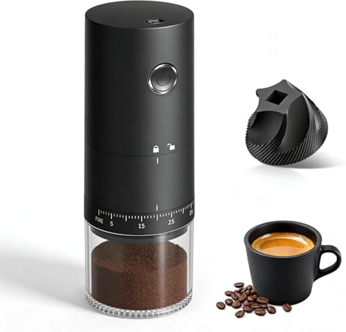 GODREAM Moedor de Café Elétrico Portátil, com Lâminas Cônicas em Liga Cerâmica, 38 Níveis de Moagem Ajustáveis, Sem Fio e Recarregável, Ideal para Casa, Viagens e Camping, com Escova de Limpeza