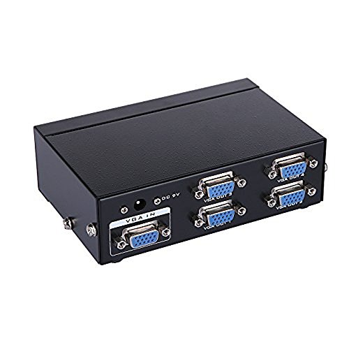 C-Zone 350 Mhz High Definition 14 Port Vga Splitter Metal Box,1 PC To 4 Monitors VGA/SVGA/LCD/CRT 4 Port Video Splitter Box for PC/TV/Monitor