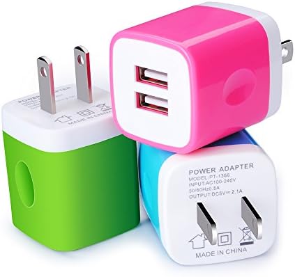 Dual USB Wall Charger, Kakaly 3Pack 2.1A Home Travel Rapid USB Power Adapter Wall Charger Plug for iPhone 7 6 6S, iPad, Samsung Galaxy, Note, Nexus, HTC, Oneplus, Google, Motorola, Blackberry, Sony
