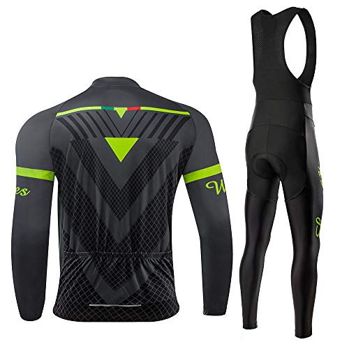 Men's Cycling Jersey Set MTB Bike Clothing Set Road Bicycle Shirts 3D Padded Shorts Quick-Dry Outdoor Riding Sportswear Grey Green