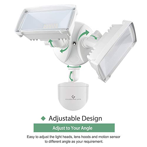 GLORIOUS-LITE 28W LED Security Light, 3000LM Motion Sensor Light Outdoor, IP65 Waterproof & ETL Certification, 5500K, 2 Adjustable Head, Motion Activated Flood Light for Garage, Yard & Pathway,Patio