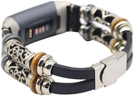 Fitbit Charge 3 Strap,HZSIKAO Replacement Fitbit Strap Watch Band Leather Wristband Smart Watch Band Strap Bracelet for Fitbit Charge 3