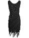 PrettyGuide Women's 1920s Beaded Fringe Scalloped Petal Hem Origami Flapper Dress XXL Black