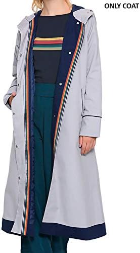 Cup Of Fashion Women’s Fitted Grey Jodie Whittaker 13th Doctor Who Long Trench Coat
