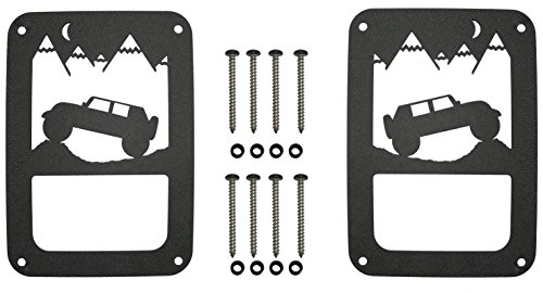 Tail Light Covers By VroomTec Automotive | Rear Side Lamp Protector Covers For Jeep Wrangler '07-'18 JK and JKU | Made Of Durable Aluminum with Black Powder Coat Finish