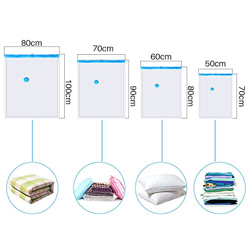 Vacuum Storage Saver Bags 4 Pack (1 x Small, 1 x Medium, 1 x Large, 1 x Jumbo) With Hand Pump Set - Thumbnail 2