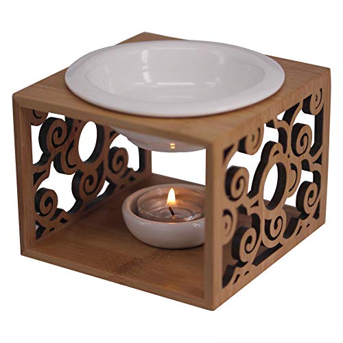 Singeek Ceramic Essential Oil Burner Diffuser,Hollowing Floral Tea Light Holder Aromatherapy Oil Warmer, Holiday Home Decoration Valentine (Auspicious Cloud)