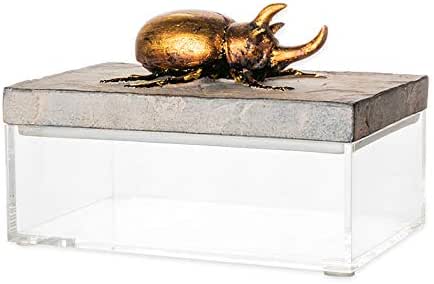 EUROCINSA Ref.17151 Caja Rectangular, Cristal, Dorado,Negro, 20x13x9/13cm: Amazon.es: Hogar