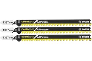 Bosch T367XHM3 5-7 TPI Carbide Edge T-Shank Jig Saw Blades for All-Purpose (3 Piece), 5-3/16"