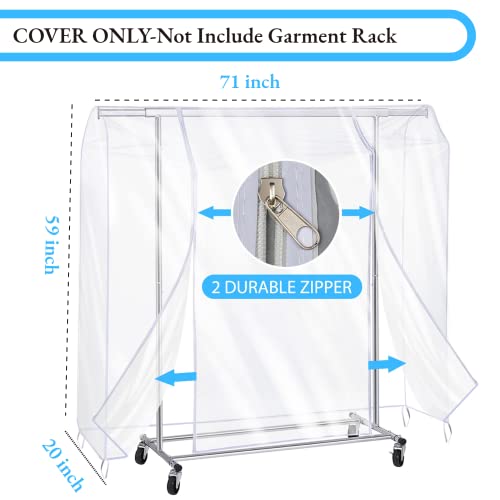 SIWUTIAO Garment Rack Cover,6Ft Transparent PEVA Clothing Rack COVER