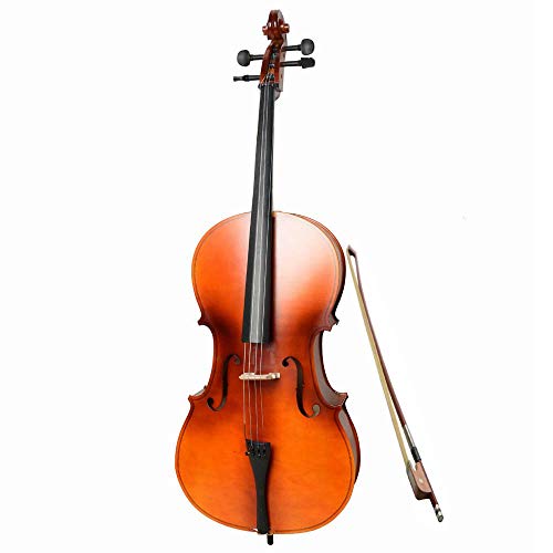 Z ZTDM 4/4 Acoustic Cello + Case + Bow + Rosin for Adults Student Beginners (Natural)