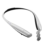 Bluetooth Headphones/Headset Rymemo Auto Wire Retraction Metallic-feeling Surface Stereo Music Sports/Running Wireless Vibration Neckband Style Earphones for Cellphone,Silver