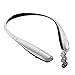 Bluetooth Headphones Headset Rymemo Wireless Earphones Auto Wire Retraction ( NO NEED CLICK BUTTON ) Metallic-feeling Surface Stereo Music Earbuds Sports Earpiece Vibration Neckband Style,Silver