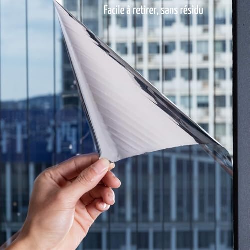 Zindoo Window Film Anti Glare Mirror Window Film Tain-Free Anti Heat Anti UV Privacy Protection for Windows Office Home Store 40 x 200 cm