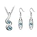 Luxury Necklace,Han Shi Princess Bridesmaid Romantic Wedding Jewelry Set Chian Earrings (Blue, L)