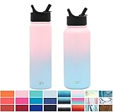 Simple Modern 22 oz Summit Waterbottles with Straw Lid - Vacuum Insulated Double Wall Coffee Thermos 18/8 Stainless Steel Flask - Hydro Travel Mug - Sweet Taffy