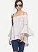 SheIn Women's Off The Shoulder Bell Sleeve Striped Blouse - A&White Medium