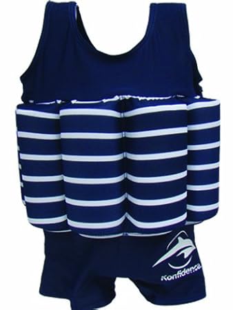 Konfidence Float Suit Badeanzug integrierter Auftrieb blau/weiß 2-3 Jahre Schwimmhilfe für optimale Armfreiheit NEU