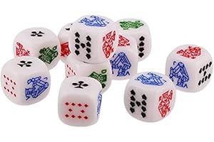 Pack of 10 Pieces 16mm Six Sided Poker Dice for Casino Poker Card Game Favors Practical Design