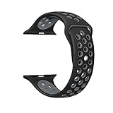 Apple Watch Sport Band, EloBeth for Apple Watch Nike Soft Silicone Quick Relelease Replacement Strap for Apple Watch Series 2 Nike+, for Apple Watch Nike Sport Band Black/Grey 42mm(Medium/Large)