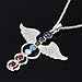 BEADNOVA 7 Chakras Healing Pointed Crystal Chakra Reiki Angel Wings Gemstone Pendent Necklace Stainless Steel Chain 18