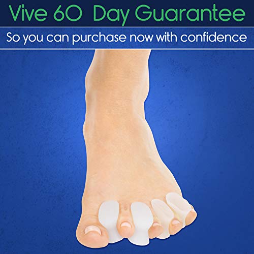 ViveSole Toe Spacers (8 PIECES) - Silicone Gel Feet Separator Spreaders - Straighten Overlapping Toes - Foot Yoga Stretchers for Men, Women Pain Relief - Bunion, Toe Alignment Corrector - Pedicure Aid