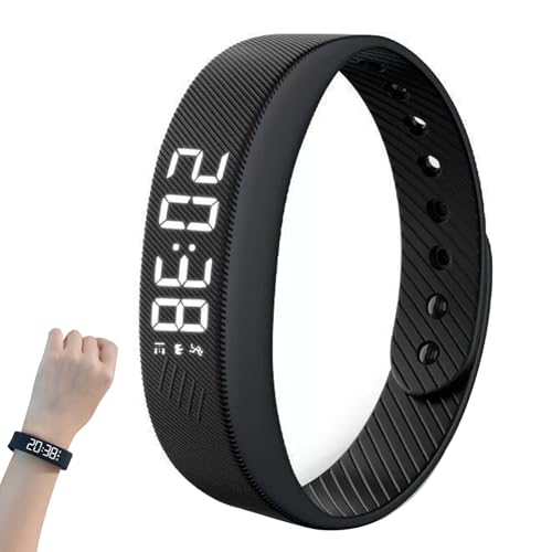 Alarm Clock Watch, Wake-Up Alarm, Silent Vibration Wake Up Wristband, Wearable Silent Alarm Clock with Adjustable Strap for Men and Women, 1Pcs Black