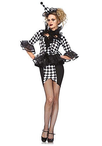 Leg Avenue Women's 3 Piece Pretty Pirouette Clown Costume, Black/White, Medium
