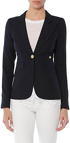 SMYTHE Wool One Button Duchess Blazer, Navy, 2