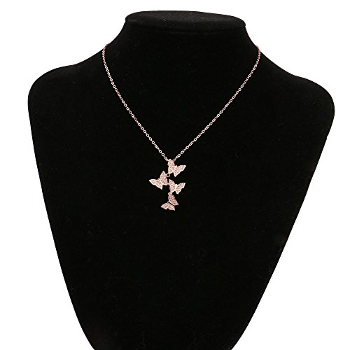 WEKA 4 Butterflies Necklace Stylish Elegant Women Jewelry Rose Gold Diamond Pendant Necklace