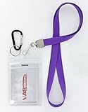 VAS Waterproof Cruise N Travel Cash, ID, Credit / Debit Card & Key Holder - PURPLE Deluxe Lanyard #5 Carabiner With RFID Protection -
