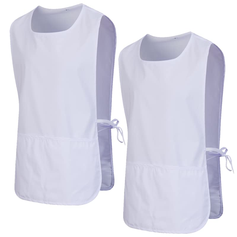 MISEMIYA - Package 2 Units - CLEANING APRON WORK UNIFORM CLINICAL MEDICAL CLEANING 2-3301 - Large, White 68