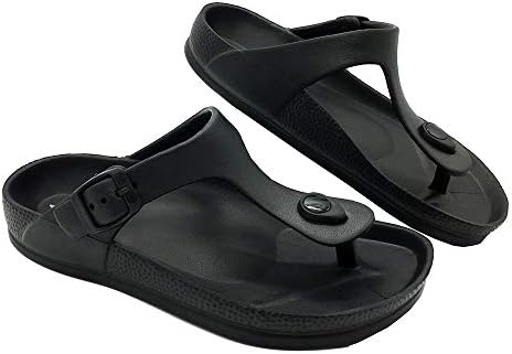 LUFFYMOMO Adjustable Slip on Eva Double Buckle Slides Comfort Footbed Thong Sandals for Womens Mens